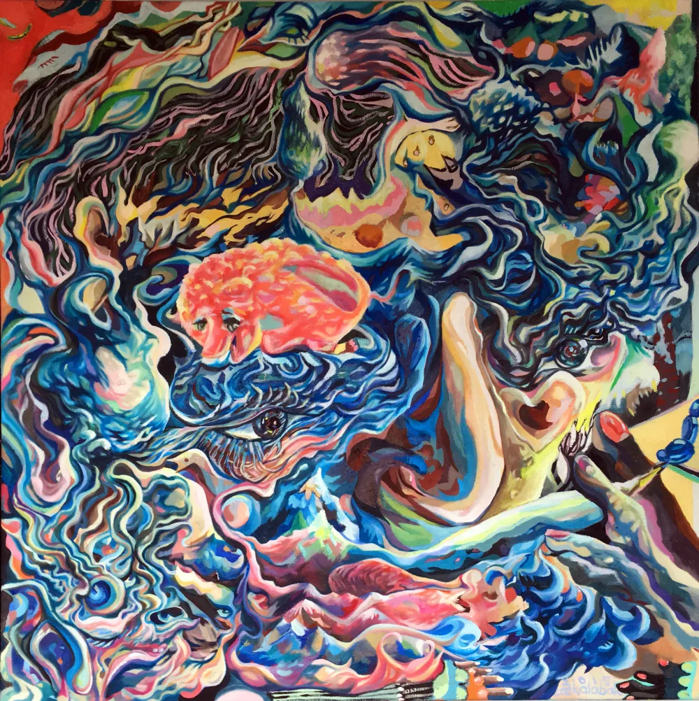 Oil painting: matematikçi 100x100 yagliboya